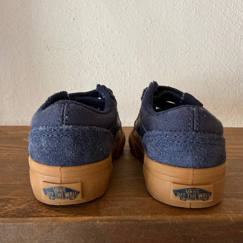 Vans Old Skool V Toddler Sneakers Size 5 Navy Blue Gum Hook & Loop 507698